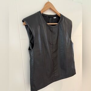 Stradivarius Faux Leather Sleeveless Top, size medium.